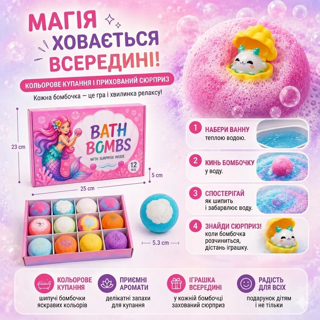 У кожній бомбочці захована іграшка-сюрприз